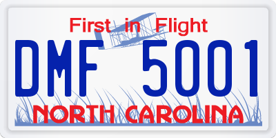 NC license plate DMF5001