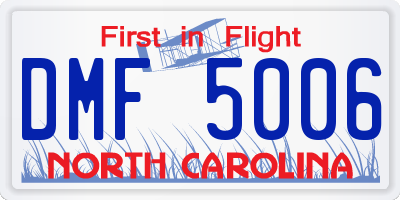 NC license plate DMF5006