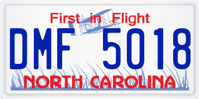 NC license plate DMF5018