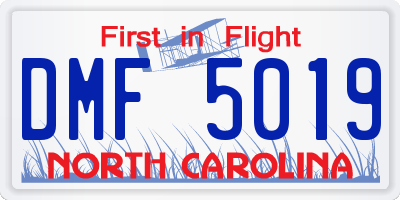 NC license plate DMF5019