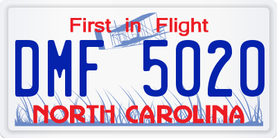 NC license plate DMF5020