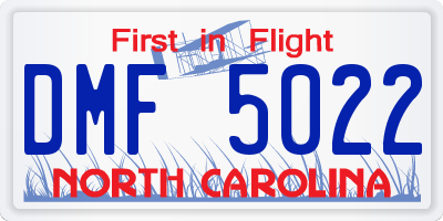 NC license plate DMF5022