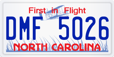 NC license plate DMF5026