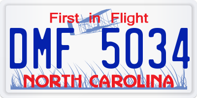 NC license plate DMF5034
