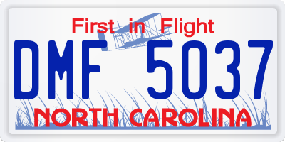 NC license plate DMF5037
