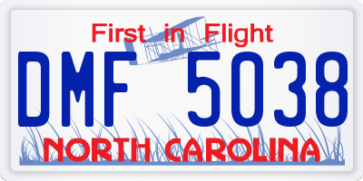 NC license plate DMF5038