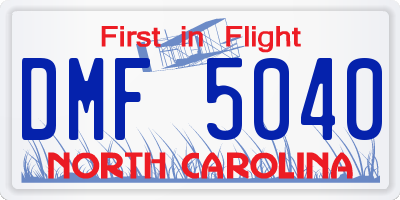 NC license plate DMF5040