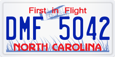 NC license plate DMF5042
