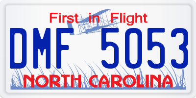 NC license plate DMF5053