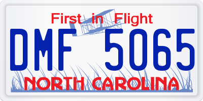 NC license plate DMF5065