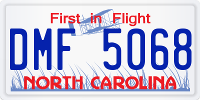 NC license plate DMF5068