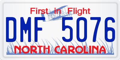 NC license plate DMF5076