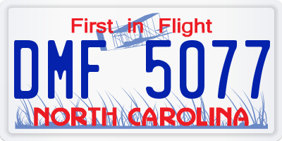 NC license plate DMF5077