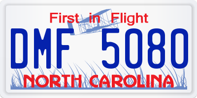 NC license plate DMF5080