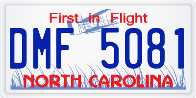 NC license plate DMF5081