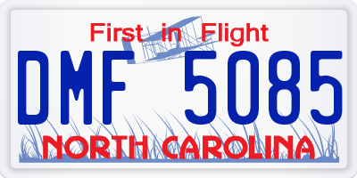 NC license plate DMF5085