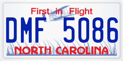 NC license plate DMF5086