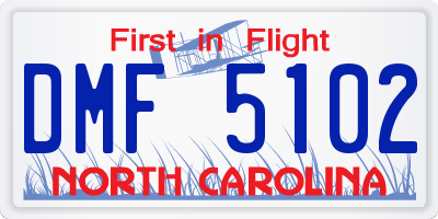 NC license plate DMF5102