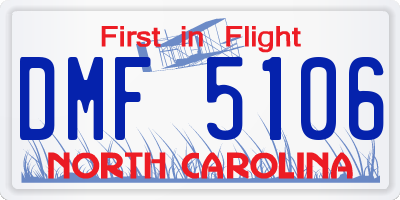 NC license plate DMF5106