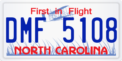 NC license plate DMF5108