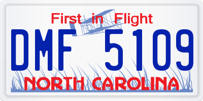 NC license plate DMF5109