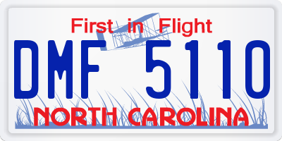 NC license plate DMF5110