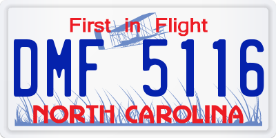 NC license plate DMF5116
