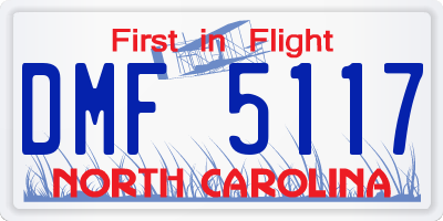 NC license plate DMF5117