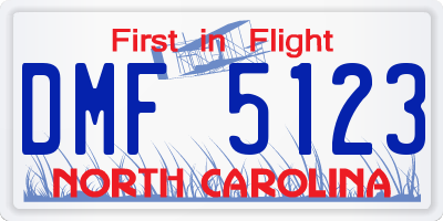 NC license plate DMF5123
