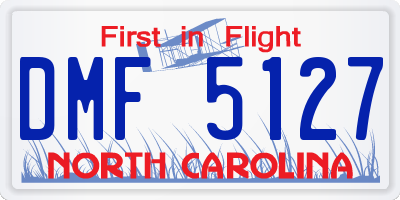 NC license plate DMF5127