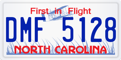 NC license plate DMF5128