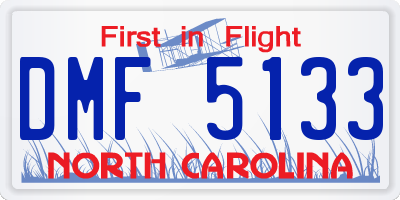 NC license plate DMF5133