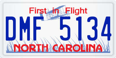 NC license plate DMF5134
