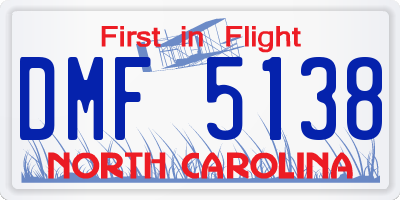 NC license plate DMF5138
