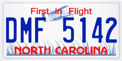 NC license plate DMF5142
