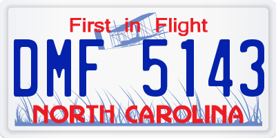 NC license plate DMF5143