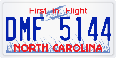 NC license plate DMF5144