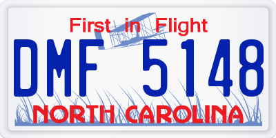 NC license plate DMF5148