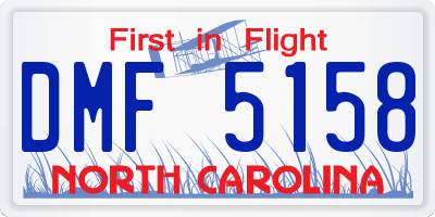 NC license plate DMF5158
