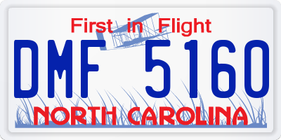 NC license plate DMF5160