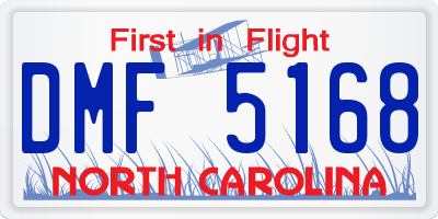 NC license plate DMF5168