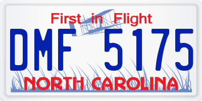 NC license plate DMF5175
