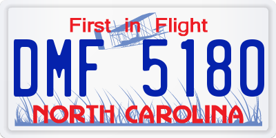 NC license plate DMF5180