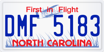 NC license plate DMF5183