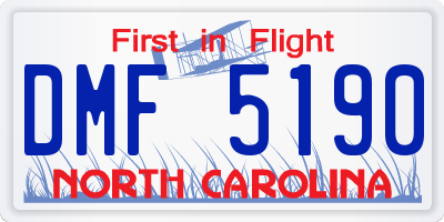 NC license plate DMF5190