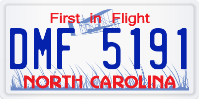 NC license plate DMF5191