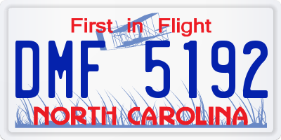NC license plate DMF5192