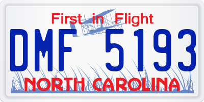 NC license plate DMF5193