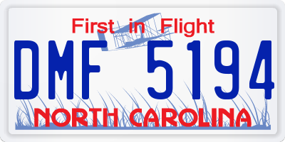 NC license plate DMF5194
