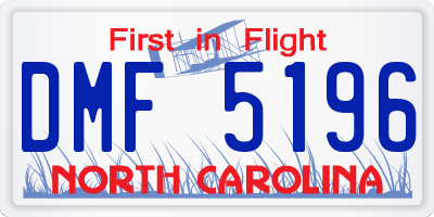NC license plate DMF5196